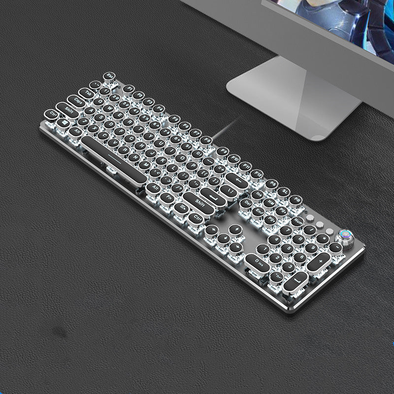 Steampunk 87-Key Mechanical Keyboard Mouse Set Wired Retro Office